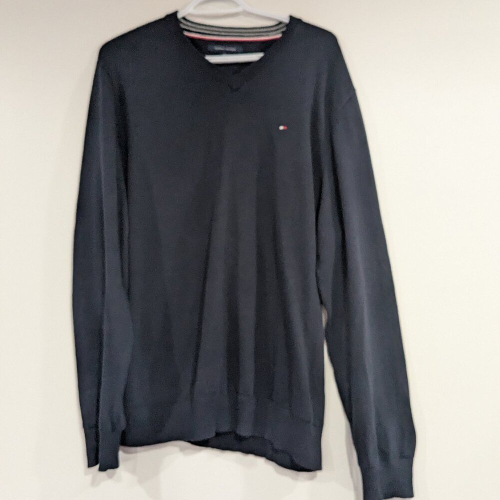 Tommy Hilfiger V-Neck Sweater Navy Blue Size XL
